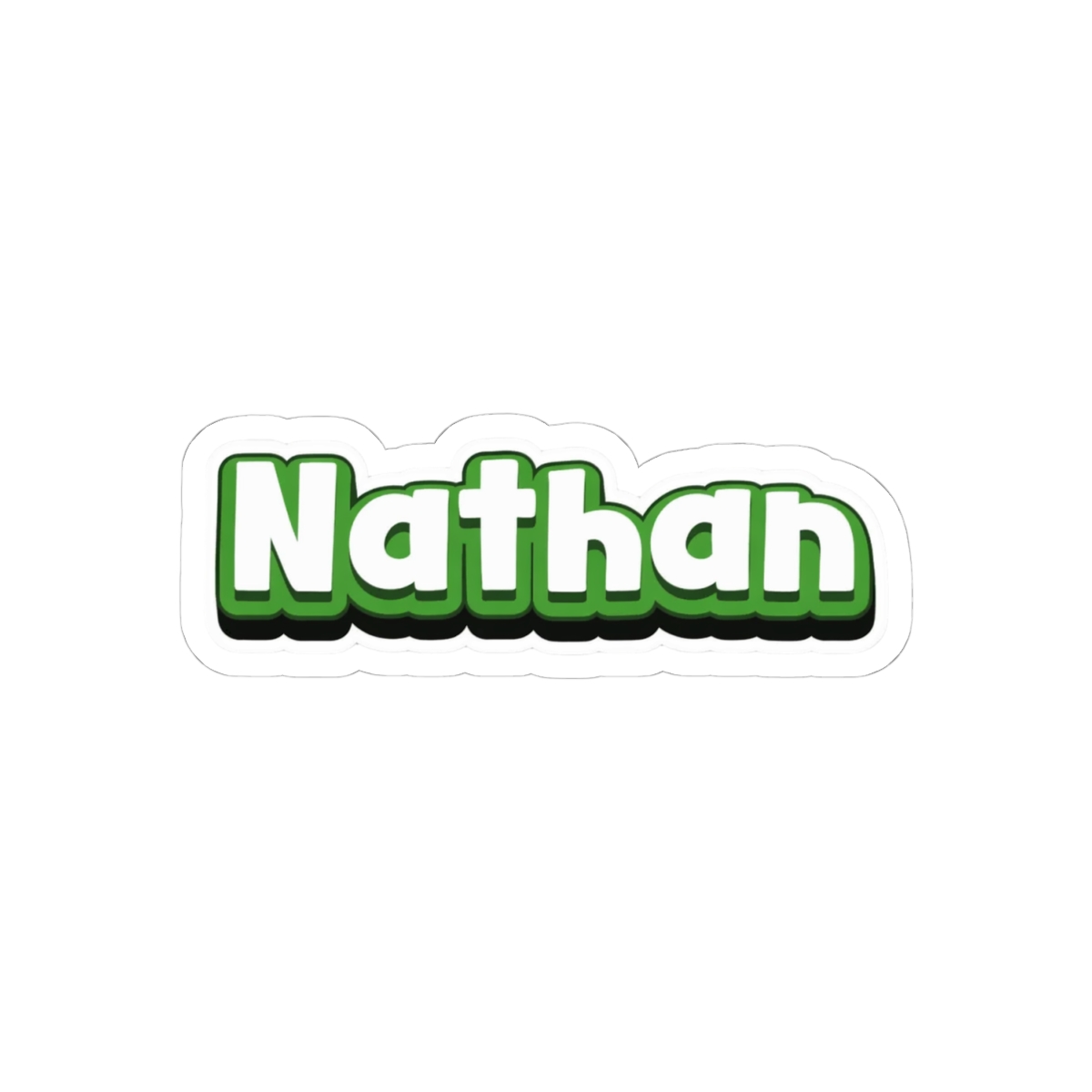 Bold Nathan Name Sticker | Green Outline Vinyl Decal - alternate angle 1, merchandise