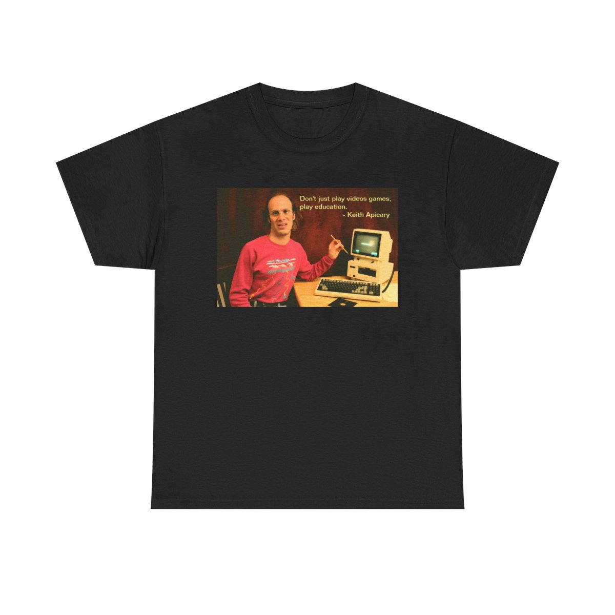 Keith Apicary Retro Computer Photo Tee | Vintage Tech Humor T-Shirt Nathan Barnatt