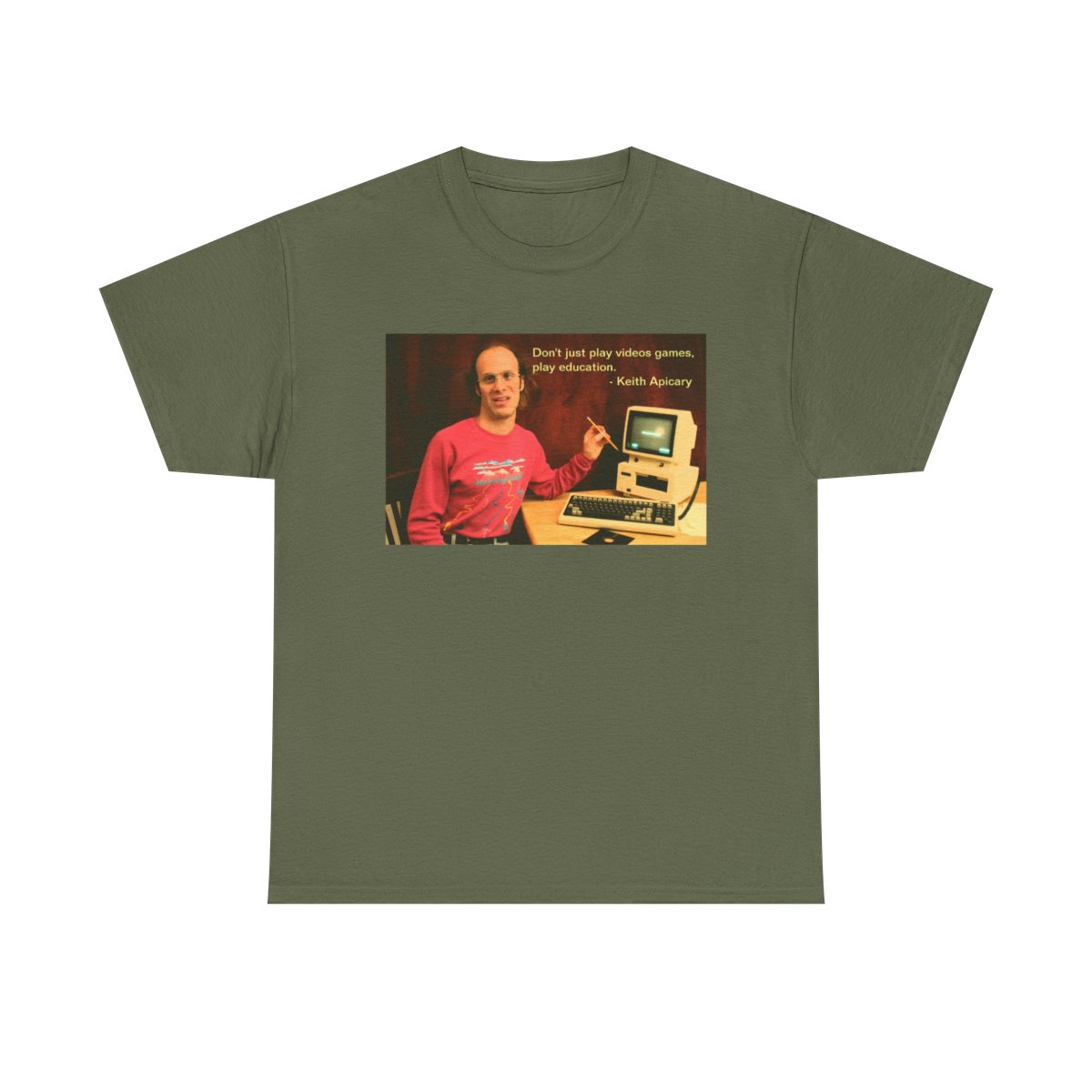 Keith Apicary Retro Computer Photo Tee | Vintage Tech Humor T-Shirt Nathan Barnatt - alternate angle 4, merchandise