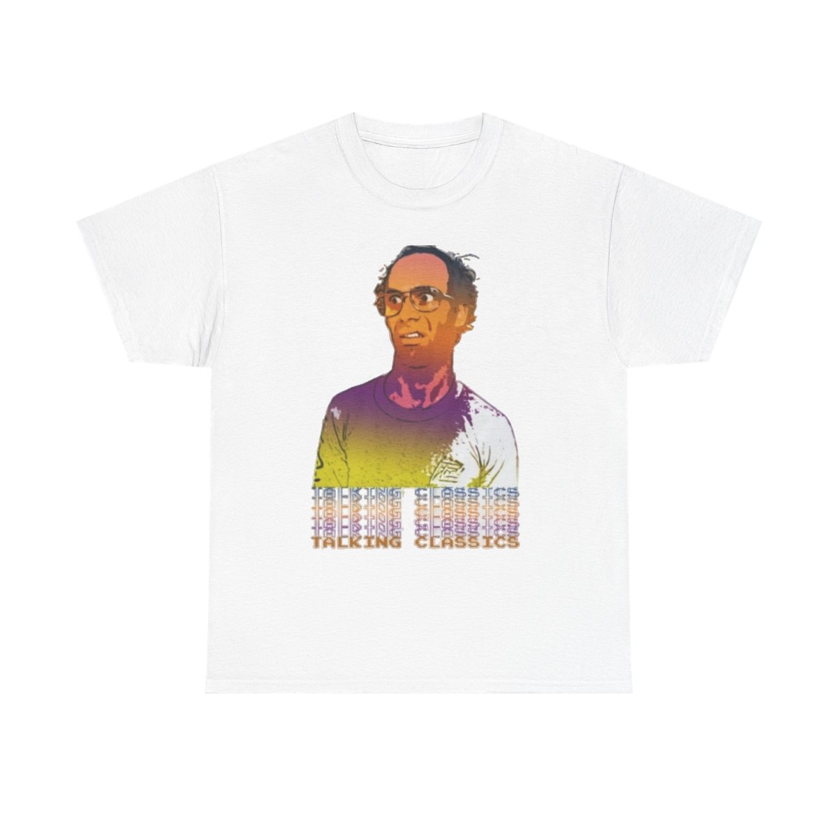 Retro Portrait Tee | Gradient Pop Art Face, Text Grid Graphic Nathan Barnatt