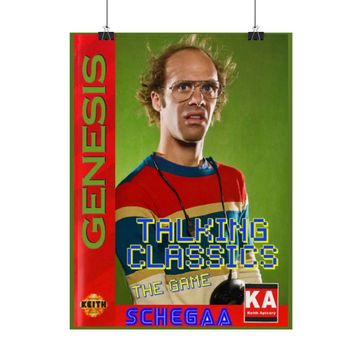 Talking Classics video game poster Rolled Poster | Retro Sega Genesis style, Schegaa artwork Nathan Barnatt
