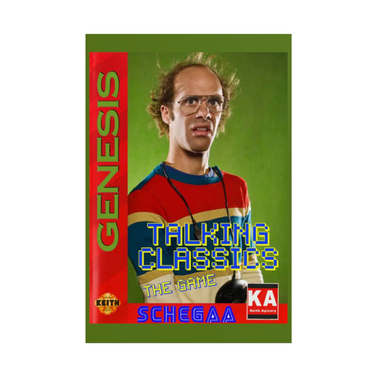 Talking Classics video game poster Rolled Poster | Retro Sega Genesis style, Schegaa artwork Nathan Barnatt - alternate angle 3, merchandise